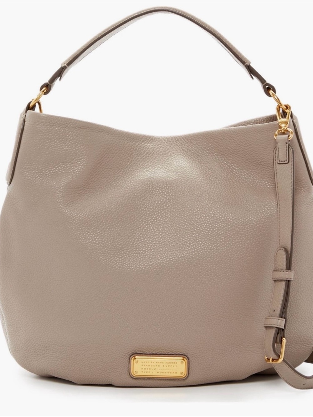Marc by Marc Jacobs Pebbled Taupe Leather Hobo with Gold Hardware